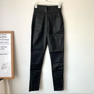 White fox faux leather high waisted pants S